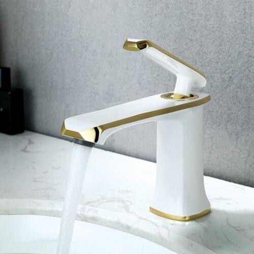 High end all copper washbasin faucet hot and cold black washbasin on stage wash basin gold