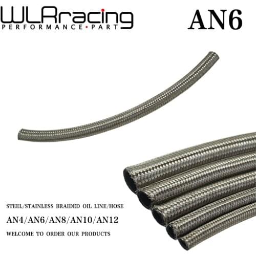 WLR RACING - AN6 6AN AN-6 ( ID 8.6MM / 0.34" ) STAINLESS STEEL BRAIDED FUEL OIL LINE WATER HOSE ONE FEET 0.3M WLR7112-1