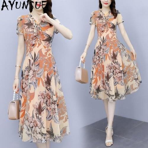 AYUNSUE Women Dresses Summer 2021 Plus Size Women Clothing Floral Dress Casual Ladies Dress 5xl V-Neck Vestidos Mujer Ycq13