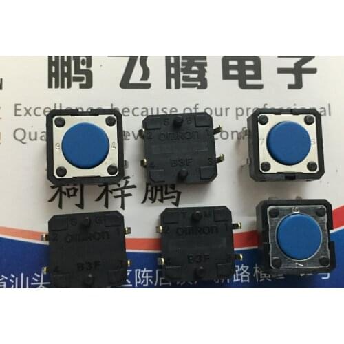 10PCS/lot Imported Japanese Omron B3F-5000 tact switch 12*12*4.3 in-line 4-pin button 1.27N