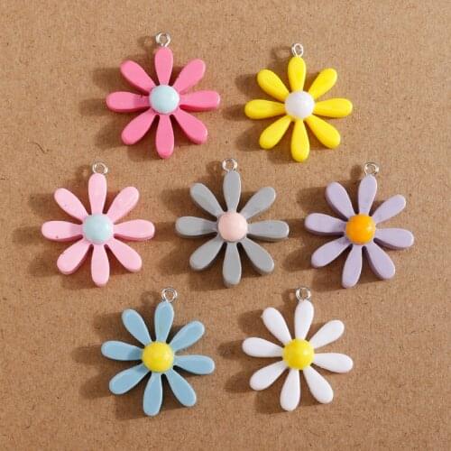 10pcs 26*30mm Candy Color Lovely Flowers Charms Pendants for DIY Making Necklace Fashion Drop Earrings Handmade Jewelry Finding