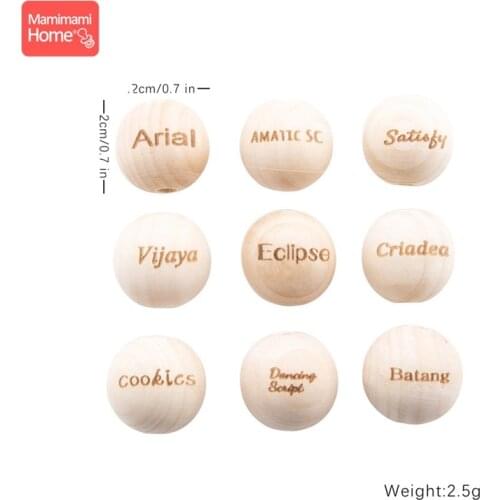 Mamihome 100pc Baby Wooden Beads Teether Customize Logo BPA Free Engraved Wooden Blank Diy Nursing Necklace ChildrenS Goods Toy