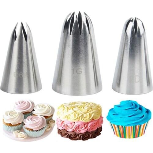 3pcs stainless steel piping icing nozzle set cake decorating tip sets cream decorating pastry tools