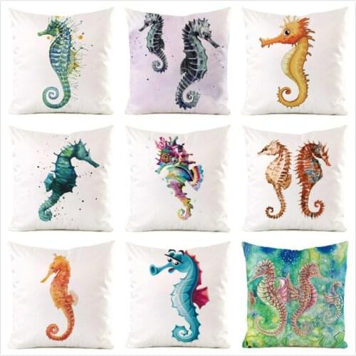 45cm*45cm Spiritual Seahorse imitated silk fabric throw pillow covers couch cushion cover home decorative pillows