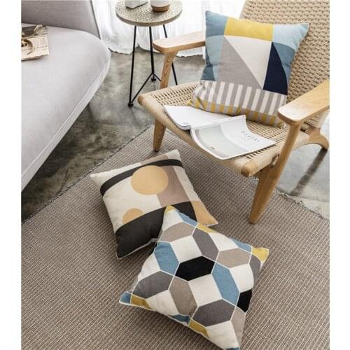 45cm nordic full towel embroidered pillowcase geometric cotton canvas cushion cover sofa waist pilow covers home decor