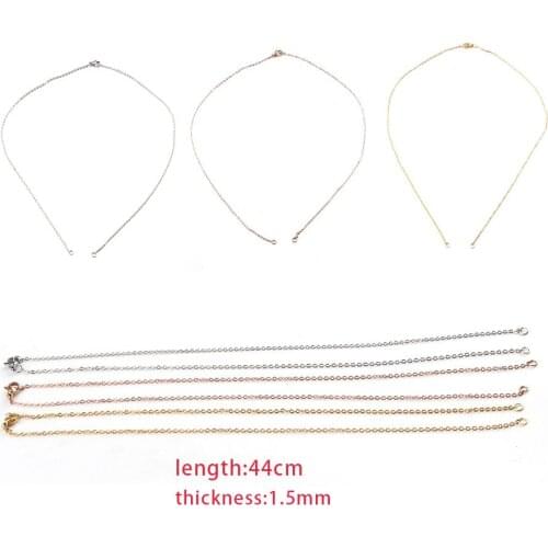 5pcs 316L Stainless Steel 1.5mm WIidth 42cm 44cm Gold Rose Gold Rolo Link Chain Fit DIY Pendant Necklace Jewelry Making Crafts