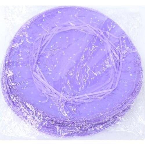 500pcs purple Round Sachet Organza Bag Drawstring jewelry packaging bags diameter 35cm for Wedding/gift/food/candy/Christmas