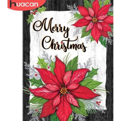 HUACAN Full Square/Round Diamond Painting 5d Flower DIY Diamond Embroidery Merry Christmas Needlework Home Decor
