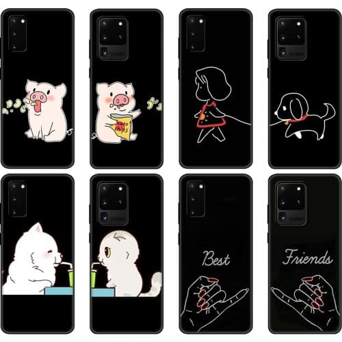 Black tpu Case For Samsung galaxy S20 /S20 PLUS/S20 ultra/S20+ /S20FE back cover Always And Forever Best Friends Cartoon