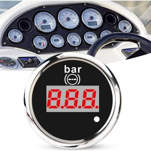 52mm Digital Air Pressure Gauge 0-10 Bar Universal Stainless Steel Meter Indicator Red Backlight with Alarm