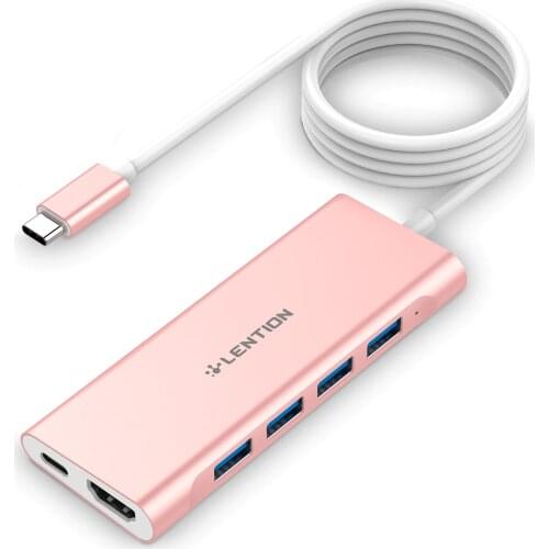 Long Cable type c Multiport Hub with 4K HDMI, 4 USB 3.0, Type C Charging Adapter for NEW M1 MacBook Air 13 (Thunderbolt 3 ) ipad