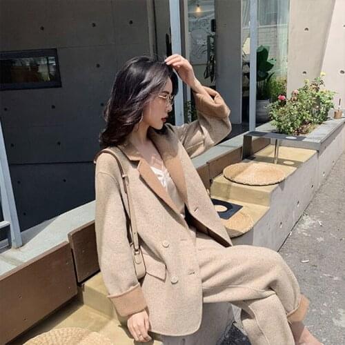 Double-faced Cashmere Coat Womens Short-age Slimming Western Style 2021 Autumn Winter New Korean Woolen Coat