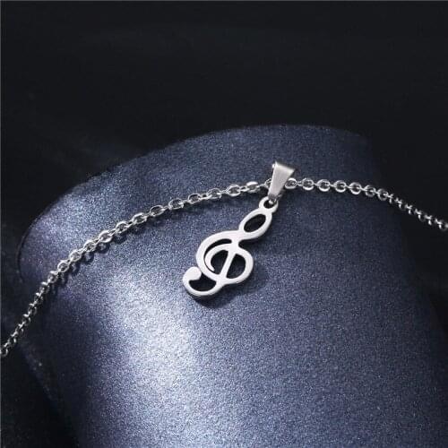 European And American Popular Creative Music Symbol Stainless Steel Pendant Necklace Female Trend Accessories