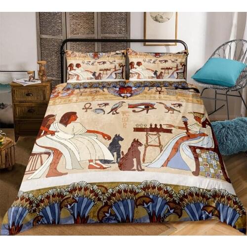 3-piece Egyptian Duvet Cover Set Ancient Egypt Civilization Bedding Set Characters Quilt Cover African Style Bedclothes