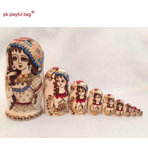PB Playful bag Ten story beautiful girl Russian dolls wooden toy set Valentines Day gift home decoration HG29