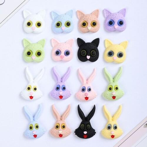 Kawaii Resin Luminous Eyes Cat Rabbit Flatback Cabochons For Hair Bow Center DIY Scrapbooking Phone Decor Jewelry Accessories