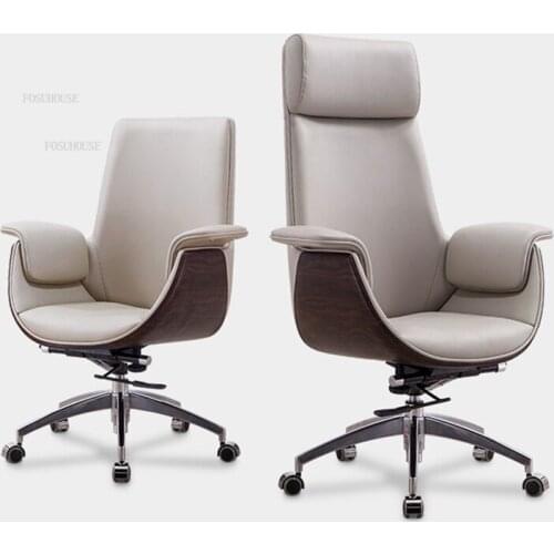 European-style Leather Backrest Office Chairs Home Swivel Computer Chair Office Furniture Lift Armchair Boss Office Game Chair
