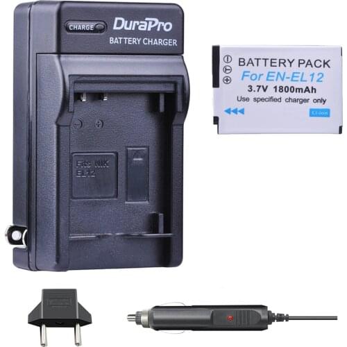1pc 1800mAH EN-EL12 ENEL12 EN EL12 Li-ion Batteria + Car Charger + EU Plug for Nikon S8200 S9100 S9200 S9300 P300 P310 Battery