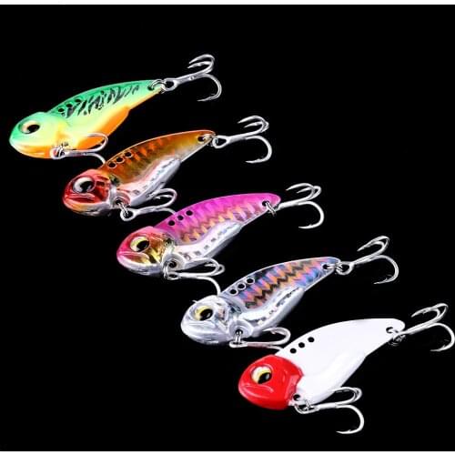 5Pcs 3.5cm 7g Metal VIB Bait 3D Eyes Vivid Vibrations Spoon Lure Fishing bait Bass Artificial Hard Bait Wobblers Fishing Lure