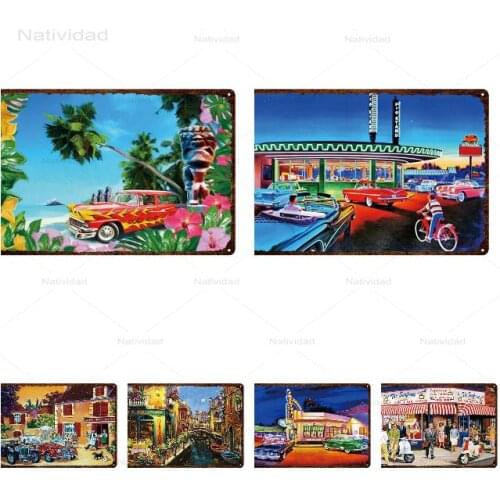Metal Tin Signs Pictures Landscapes and Urban Buildings In Western Countries Decor for Living Room Home Wall Irons Painting