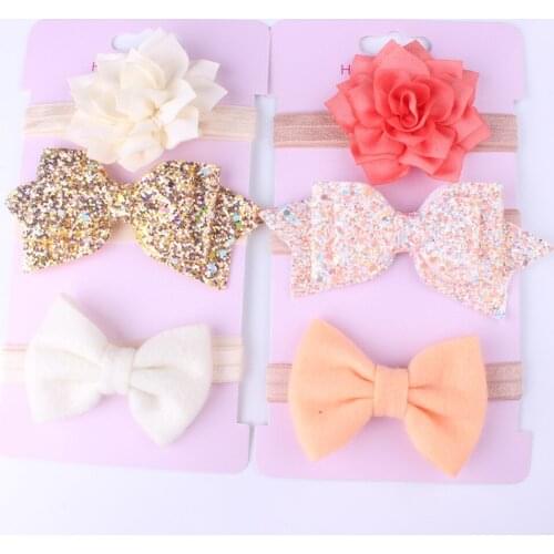 New 3pcs Baby Girls Headband Set Bow Knot Head Bandage Kids Toddlers Headwear Flower Hair Band Infant Clothing Accessories