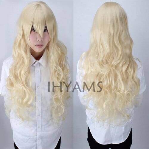 80cm Long Touhou Project-Kirisame Marisa Light Gold Cosplay Costume Wig + Wig Cap