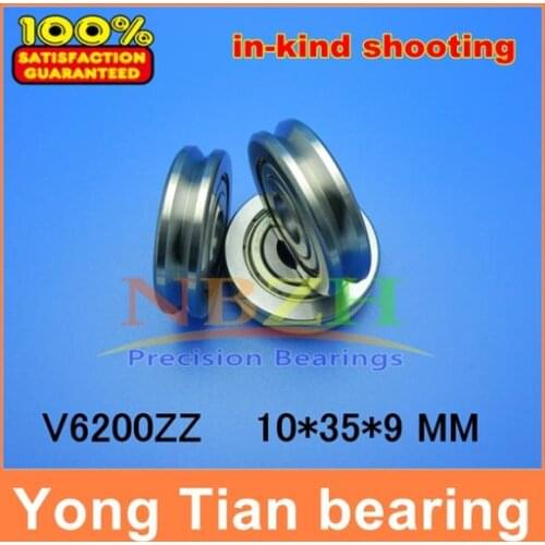 Outer ring V grooved straightener guide wheel bearings A1002ZZ V6200ZZ V90 10*35*9 mm pulley bearings V groove width 4.2 mm