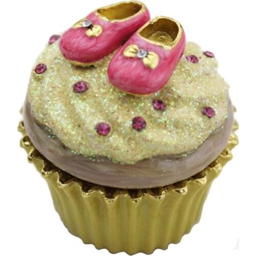 YAFFIL Jewelry Box Carrying Cases Zinc Alloy Jewelry Box Ice Cream Crystal Rhinestone Free Shipping Christmas Box Gift For Women