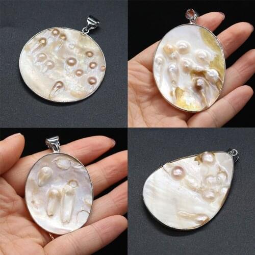 Vintage Natural Freshwater Pearl Shell Pendants No Process Shell for Jewelry Making Necklace Gifts Accessories