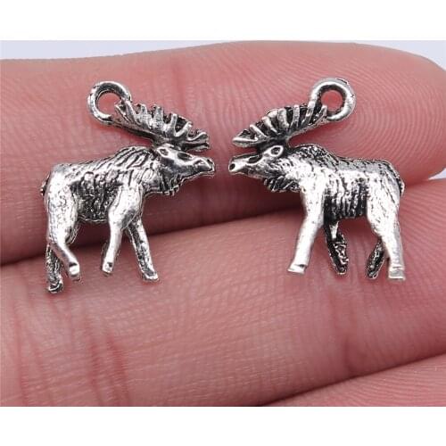 WYSIWYG 5pcs 18x16mm Animal Moose Charm Pendants Antique Silver Color Dinosaur Pendants Charms For Jewelry Making