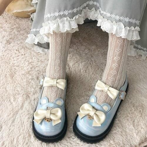 Japanese Round Head Student Anime Cosplay Sweet Lolita Shoe Mid Heel 3cm Bowknot Harajuku Kawaii Gothic Cute Loli Women Shoes