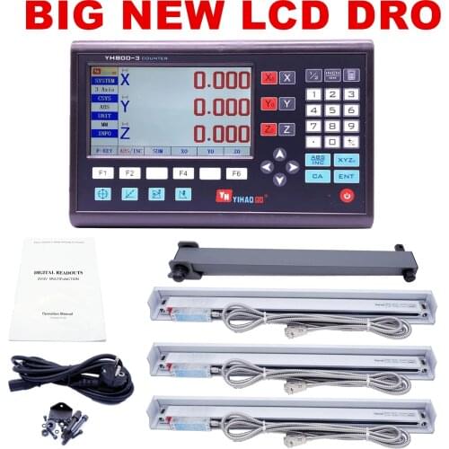 YH800-3 3 Axis LCD Display DRO Digital Readout And 3 Pieces Optical Linear Glass Scale Encoder Rulers For Lathe Milling Machine