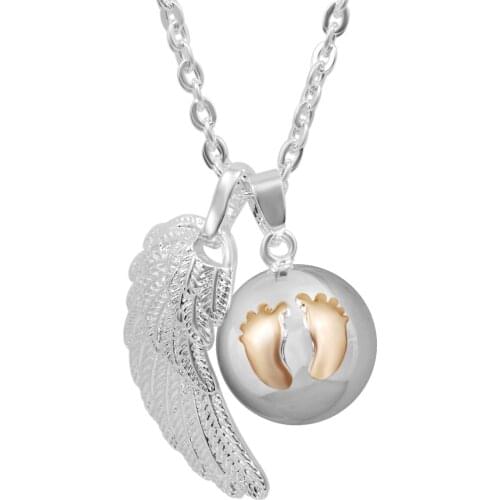 Eudora Angel Wing Baby Caller Pendant Necklace Fashion Pregnancy Ball Jewelry Chime Bola Pendants for Pregnant Wholesale
