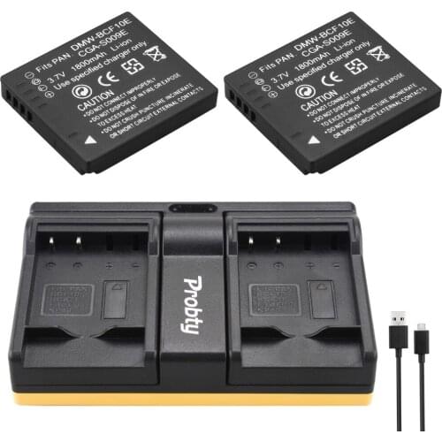 2X Probty DMW-BCF10E DMW BCF10e Cam Batteries + USB dual charger for Panasonic DMC-FS12 FS4 FX40 DMC-F2 DMC-FT1 FT3 DMC-TS1 TS2