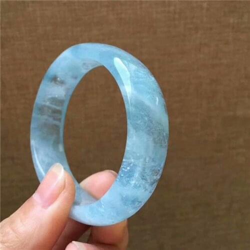Free Shipping Natural Blue Aquamarine Gemstone Woman Bangle AAAA Inner Diameter 58mm(cx,A8#)
