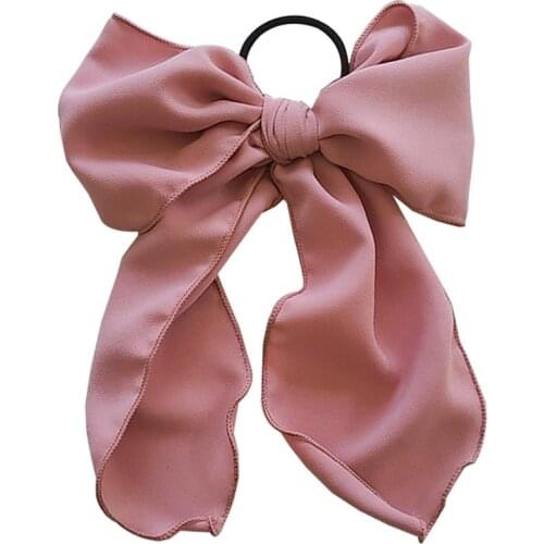 1pc Solid Color Bow Decor Hair Rope Elastic Elegant Hair Rope Bowknot Hair Tie Ponytail Holder For Women Girls Hair Accessories
