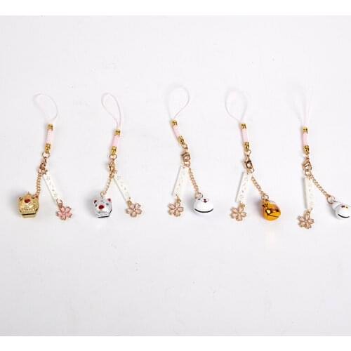 1pcs Tradition Rabbit Pig Cat Bell Sakura Omamori Phone Accessory Bag Pendant Good Luck Fortune Wealth Charm Couple Gift