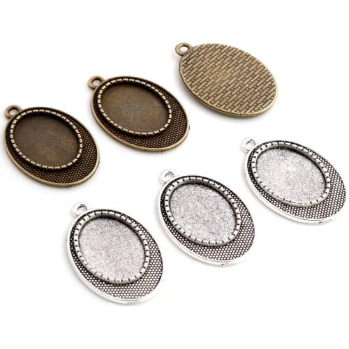 10pcs 13x18mm Inner Size Antique Silver Plated Bronze Classic Style Cameo Cabochon Base Setting Pendant Necklace Findings