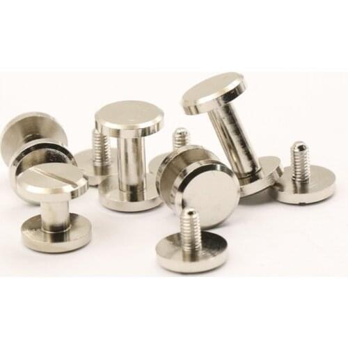 10pcs Cupronickle Binding Chicago Screws Nail Stud Rivets Flat Head For Photo Album Leather Craft Belt Wallet Fasteners 10mm Cap