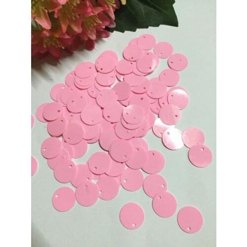1000pcs/lot 12mm Large Round Sequins PVC Flat Sewing Embellishment DIY With Side Hole Crafts Solid Middle Pink