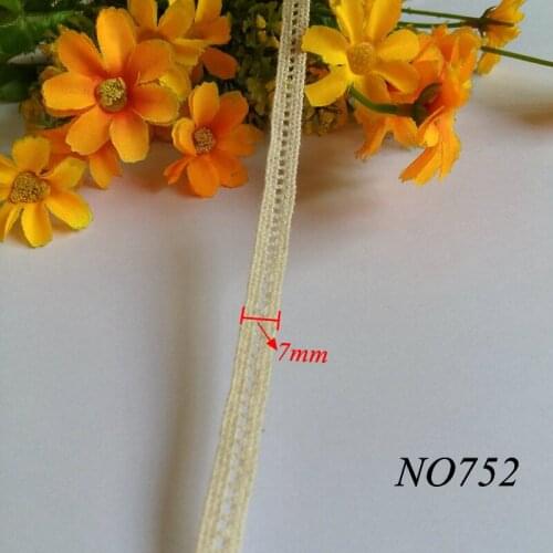 15 Yards/lot 7mm DIY 100% Cotton Lace Ribbon Sewing Tape Beige Lace Webbing beige Lace Trim Garment Accessories