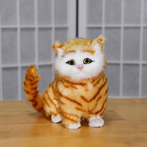 16cm Cute Simulation Cat Plush Toy with Sound Lovely Simulation Animal Doll Gift for Children Home Decoration Fake Toys