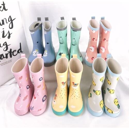 Rain shoes kids Girl Cute cartoon Printed Childrens Rubber Boots Kalosze Dla Dzieci Waterproof Baby Water Shoes