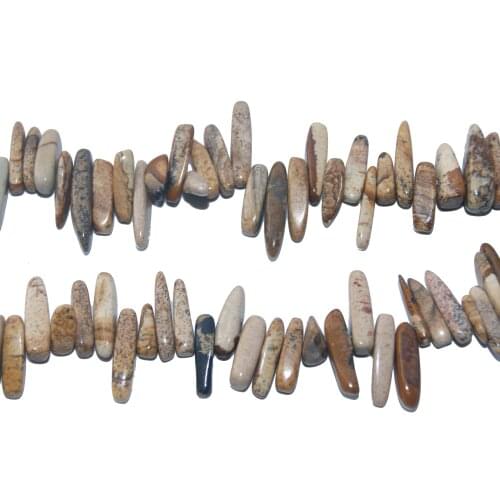 Wholesale 12-18 MM Stick Shape Natural Stone Picture Jaspers Stone Beads For Jewelry Making DIY Necklace Bracelet Material