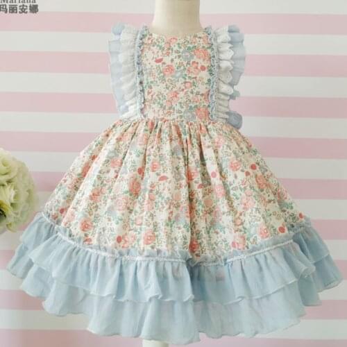Kids Spanish Dress For Girls Baby lolita Princess floral Children Birthday Party ball gown printed Drees