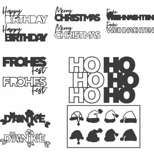 German Phrases Frohes Fest Christmas Hat HoHo Metal Cutting Dies DIY Scrapbooking Card Album Making Crafts Stencil New 2020