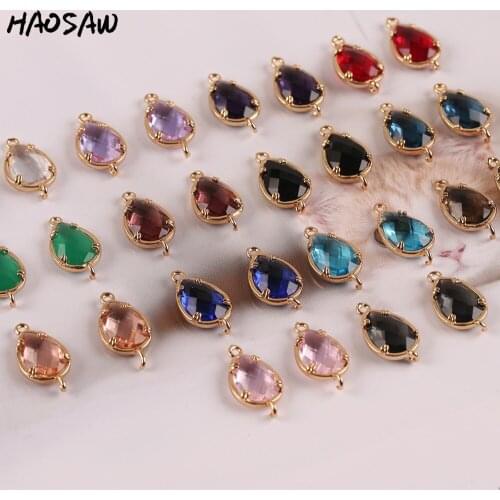 HAOSAW 10*19MM 6Pcs/Lot Waterdrop Design/Cutted Crystal Connect/Colorful Jewelry Accessory/Earring Findings/DIY Jewelry Making
