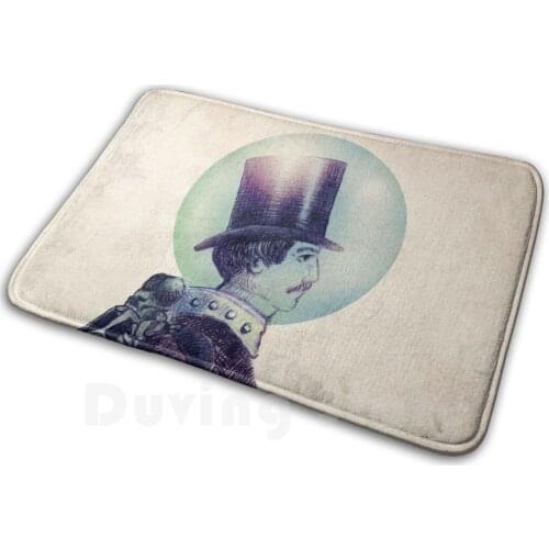 Inspector Dragonfly Soft Non-Slip Mat Rug Carpet Cushion Vintage Surreal Top Hat Purple Funny Dragonfly Insect Gentleman