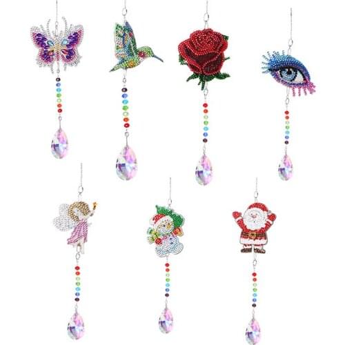 DIY Crystal Diamond Painting Wind Chimes Angel Tears Catching Light Hanging Pendant Decoration for Home Garden Craft Gifts