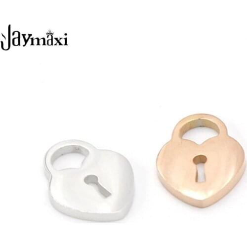 Jaymaxi Love Heart Lock Charm Pendant Mirror Polished Stainless Steel For DIY Handmade Jewelry Gift 9*12mm 20Piece/lot